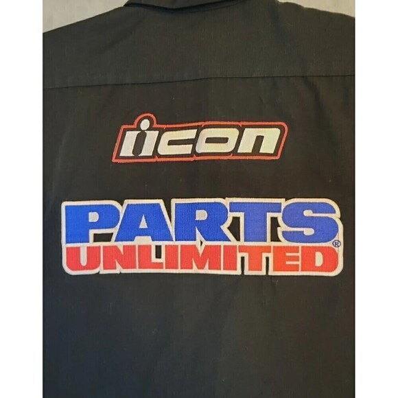 SOLD! NOT AVAILABLE! work shirt 7 patches Black button up top snap Moose racing - Picture 8 of 14